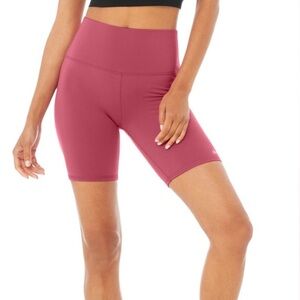 ALO High Waisted Biker Shorts Raspberry Sorbet Small
